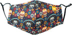 Spring Notion Reusable Washable Halloween Day of the Death Cotton Cloth Face Mask for Adults and Kids Day of the Death Skull Sombrero M