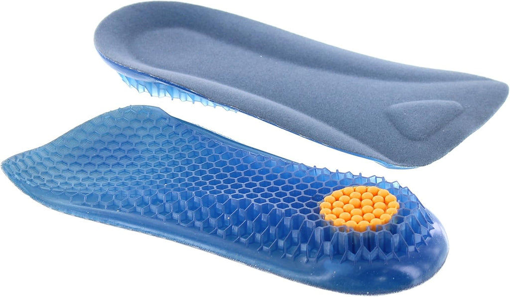 Height Increase Elevator Half Insole for Men 1/2 inch Taller Heel Lift Insert - Silicon Honeycomb Shaped Gel
