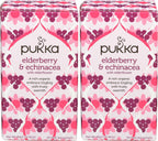Pukka Elderberry & Echinacea Organic Herbal Tea, Perfect for Wellness Support, Caffeine Free, 20 Total Tea Bags (Pack of 2)