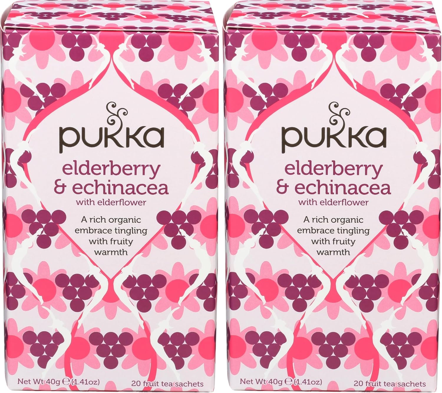 Pukka Elderberry & Echinacea Organic Herbal Tea, Perfect for Wellness Support, Caffeine Free, 20 Total Tea Bags (Pack of 2)