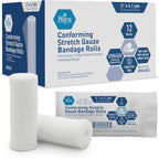 MED PRIDE Conforming Stretch Gauze Bandages 12 Rolls 3'' x 4.1 Yards| Sterile Latex Free First Aid Pads | Wound Care Rolled Dressing Wrap | Medical Non-Adherent Mesh Bandages