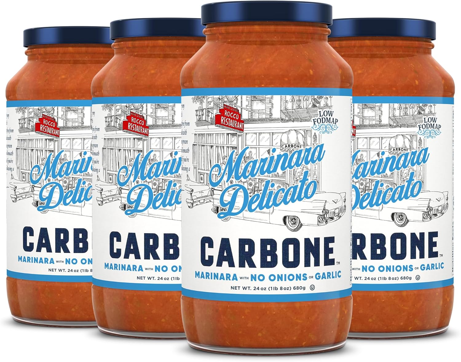 Carbone Marinara Delicato Pasta Sauce | Tomato Sauce Made with Fresh & All-Natural Ingredients | Non GMO, Vegan, Gluten Free, Low Carb Pasta Sauce, 24 Fl Oz (Pack of 4)
