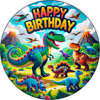 7.5x Inch Edible Cake Toppers – Dinosuar Themed Birthday Party Collection of Edible Cake Decorations