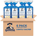 Quaker Large Rice Cakes, Lightly Salted, Gluten Free, 100% Whole Grains, 4.47 Oz, Pack of 6