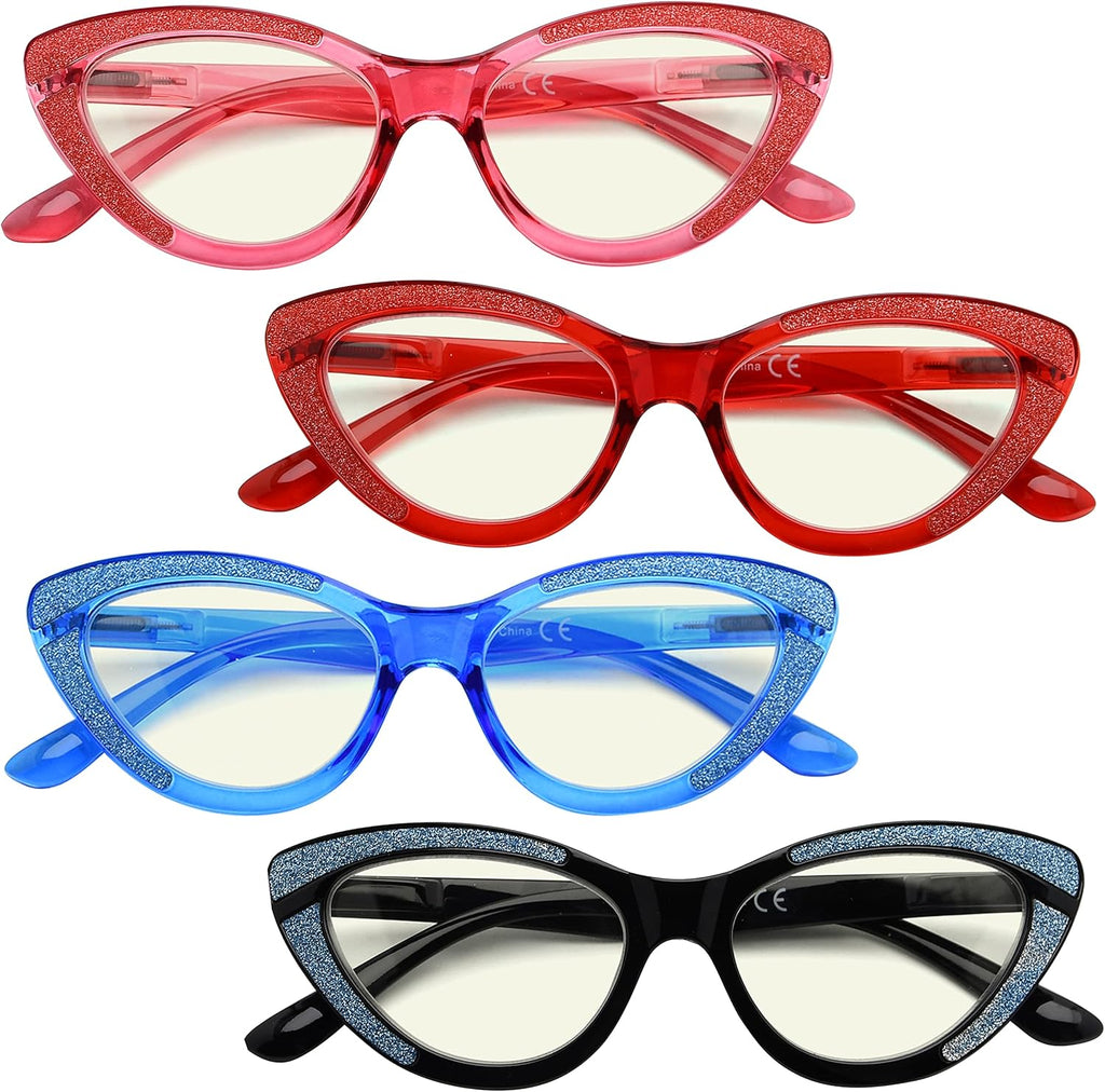 Eyekepper 4-pack Cat-eye Design Reading Glasses for Women Reading - Chic Ladies Readers