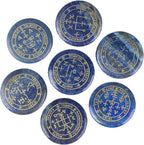 mookaitedecor 7 Piece Lapis Lazuli Stones with Engraved Magic Archangel Symbol Polished Palm Stone for Reiki Crystal Healing
