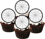 Halloween Spider Web Edible Cake Toppers, Spiderweb Edible Cupcake Toppers, Spider Theme Halloween Cake Decorations, Superhero Webs Cookie Decor 48 x 3cm / 1.18 Inch (UNCUT)