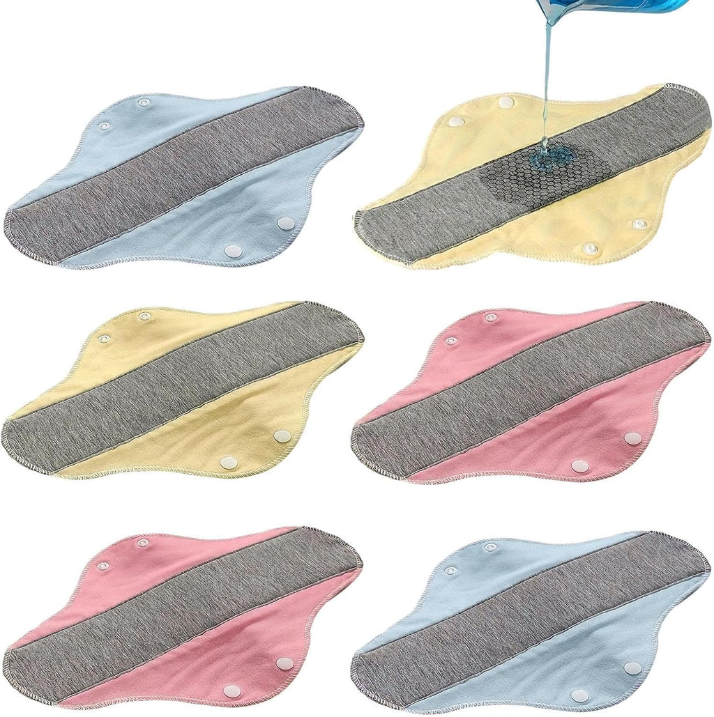 6 Pcs Leak-Proof Waterproof Washable in-Continence Pads, Eco-Friendly, Cotton, Pure Cotton Washable Underwear, Cloth Menstrual Liners, Breathable Fabric, for Women