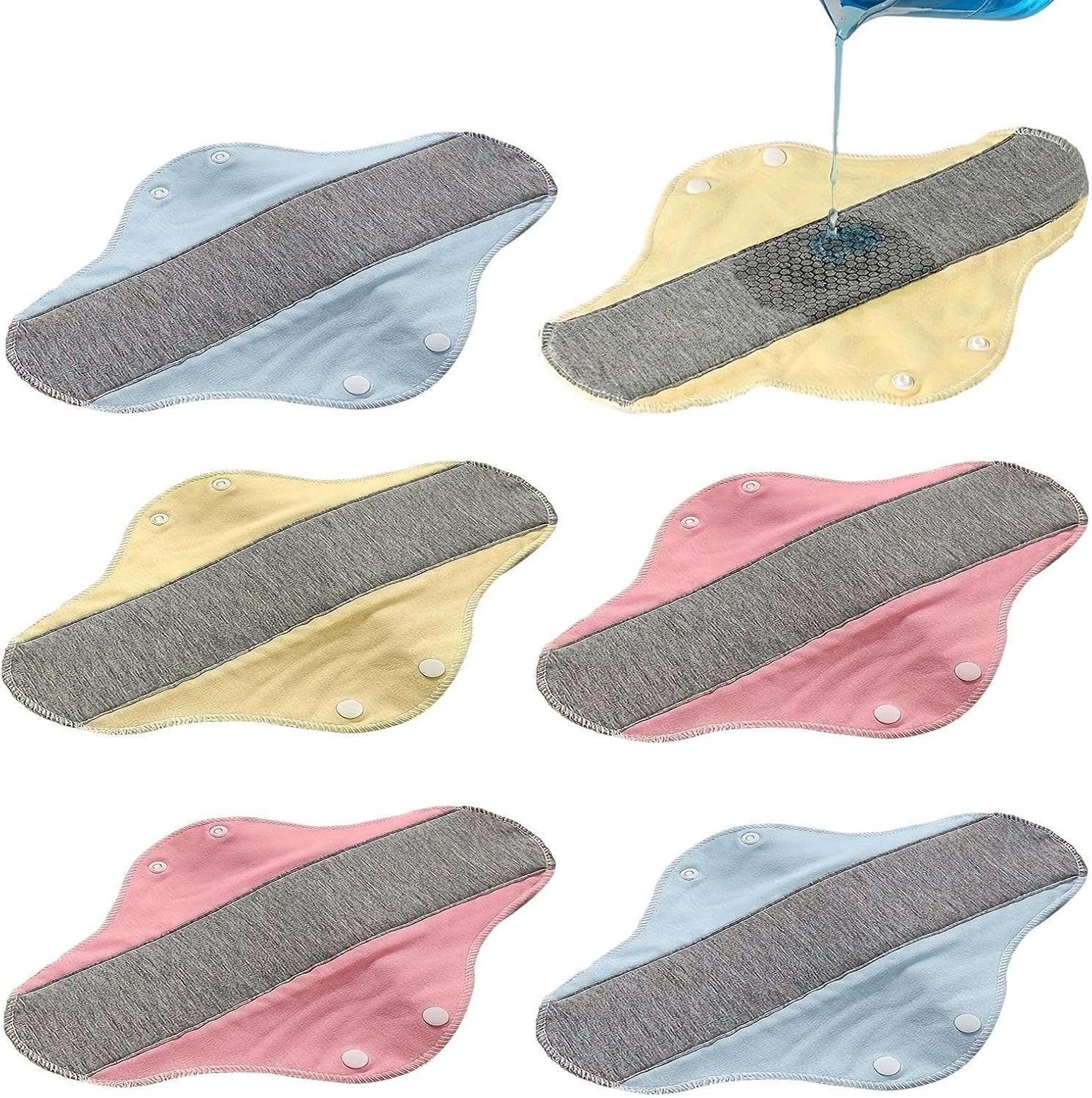 6 Pcs Leak-Proof Waterproof Washable in-Continence Pads, Eco-Friendly, Cotton, Pure Cotton Washable Underwear, Cloth Menstrual Liners, Breathable Fabric, for Women
