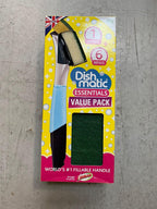 Dishmatic Bonus Pack 1 Black Fillable Handle and 6 Green Sponge Refills