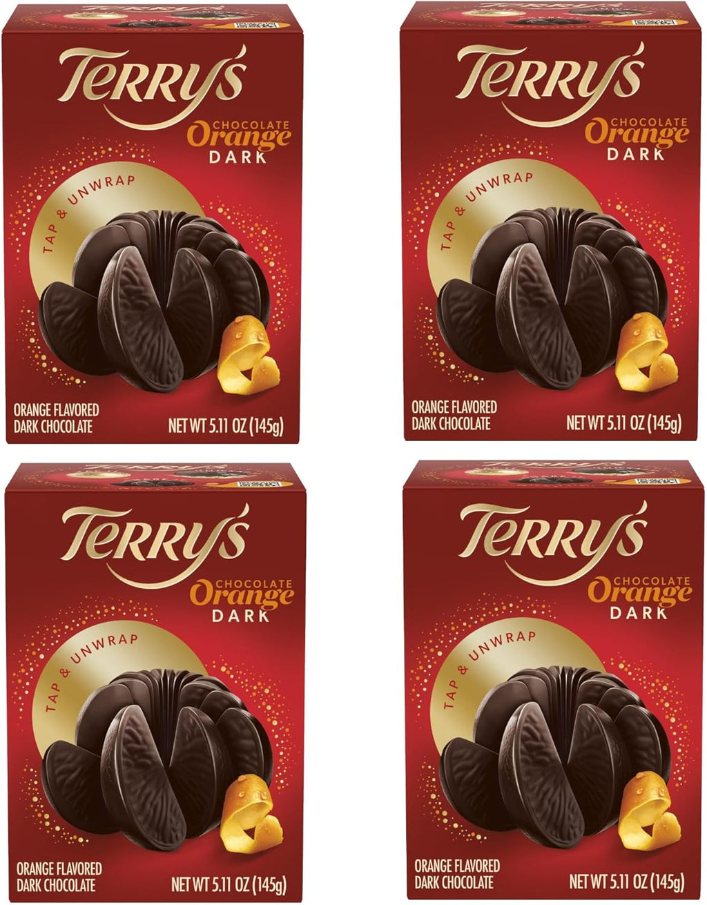 Terry's Dark Chocolate Oranges - Pack of 4-5.11 oz Per Orange of Delicious Tasting Chocolate - Stocking Stuffer and Party Favors - Great for Sharing with Friends and Family