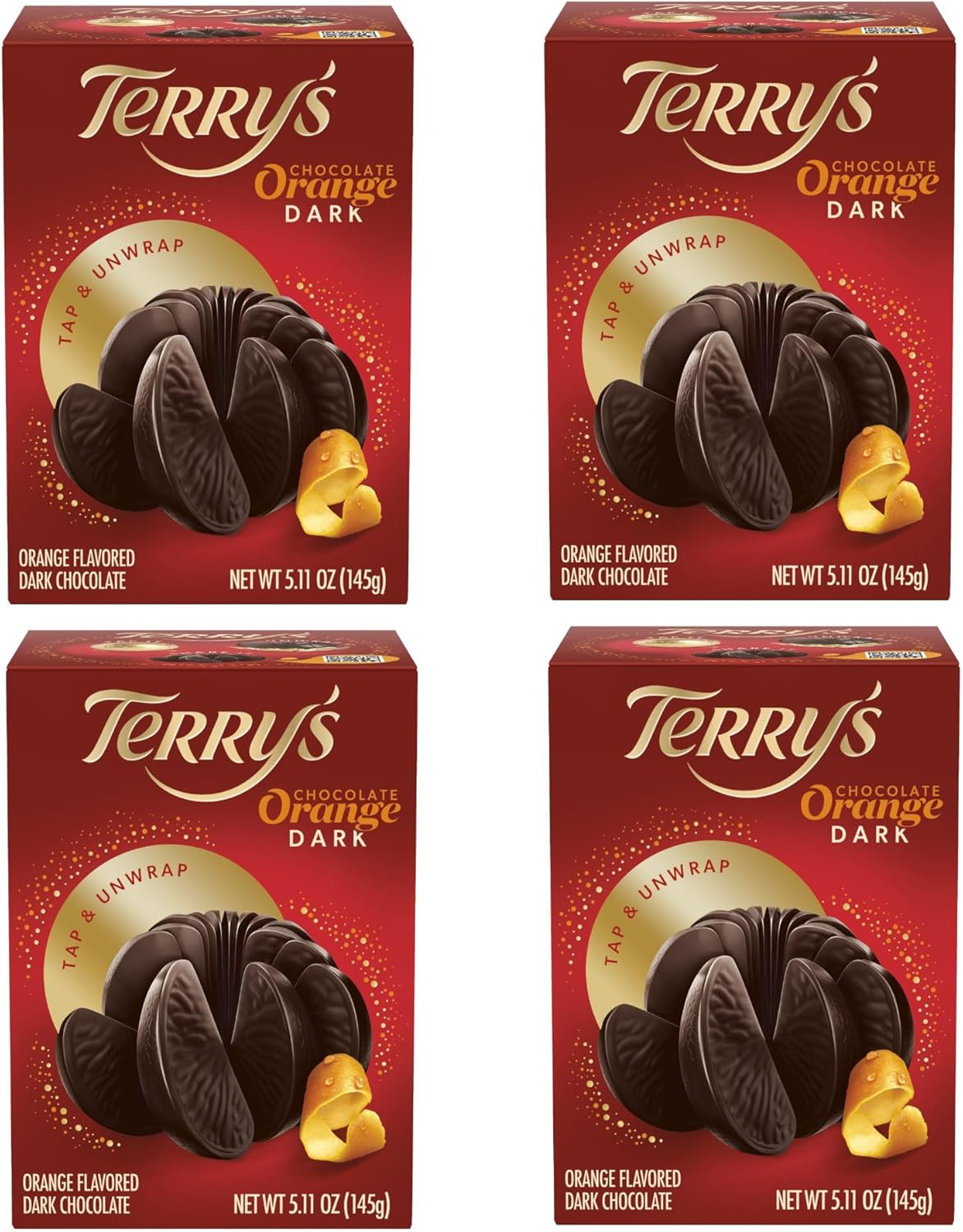 Terry's Dark Chocolate Oranges - Pack of 4-5.11 oz Per Orange of Delicious Tasting Chocolate - Stocking Stuffer and Party Favors - Great for Sharing with Friends and Family