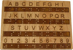 Creative Escape Rooms Made in USA - Raised Dots Braille Alphabet and Number Wood Board - Learn Braille - Tactile Montessori - Teaching Aid