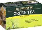 Bigelow Tea Green with Lemon Tea Bags, Caffeinated, 20 Count, Pack of 6