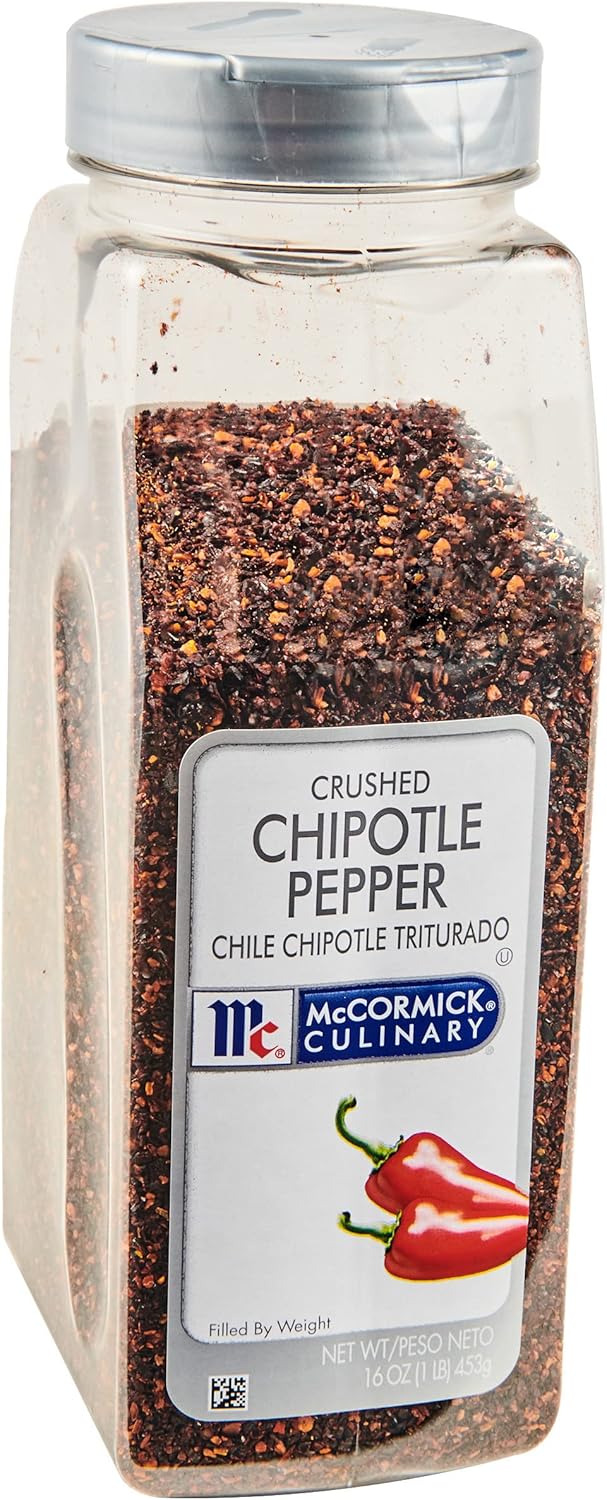 McCormick Culinary Crushed Chipotle Pepper, 16 oz - One 16 Ounce Container of Dried Chipotle Pepper Seasoning for a Smoky Sweet Flavor, Perfect for Meats, Sauces, Marinades, Soups and More