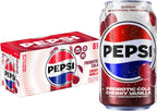 Pepsi Prebiotic Cola, Cherry Vanilla, 12 fl oz Cans (8 Pack), 30 Calories, 5g Prebiotic Fiber, 5g Sugar, Soda Pop Cola