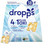Dropps 4-in-1 Plus Oxi Laundry Detergent Pods, Free & Clear (38 Count) - Unscented Laundry Pods | Odor Defense | Fights Stains | Whitens & Brightens | Clean Ingredients | Plastic Free Packaging