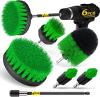 Holikme 6Pack Drill Brush Power Scrubber Cleaning Brush Extended Long Attachment Set All Purpose Drill Scrub Brushes Kit for Grout, Floor, Tub, Shower, Tile, Bathroom，Scrub Brush Green