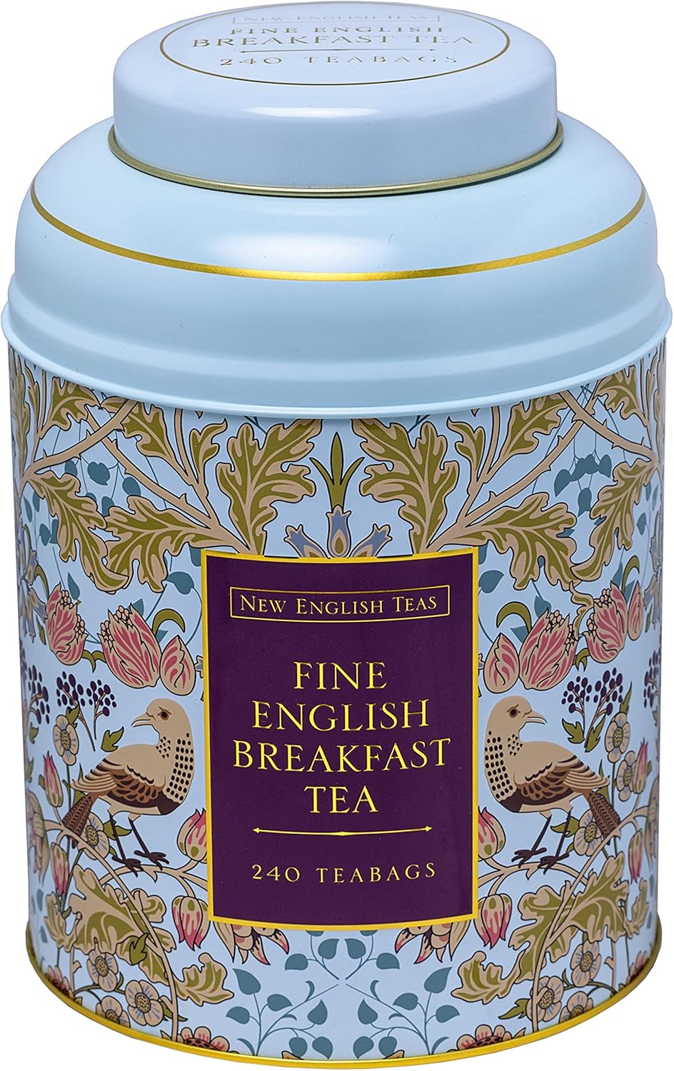 New English Teas Song Thrush & Berries Tea Tin With 240 English Breakfast Teabags