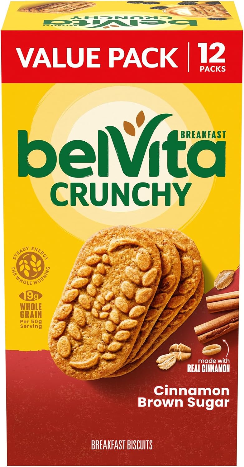 belVita Breakfast Bars Biscuits, Cinnamon Brown Sugar, Value Pack, 12 Packs (4 Biscuits Per Pack)