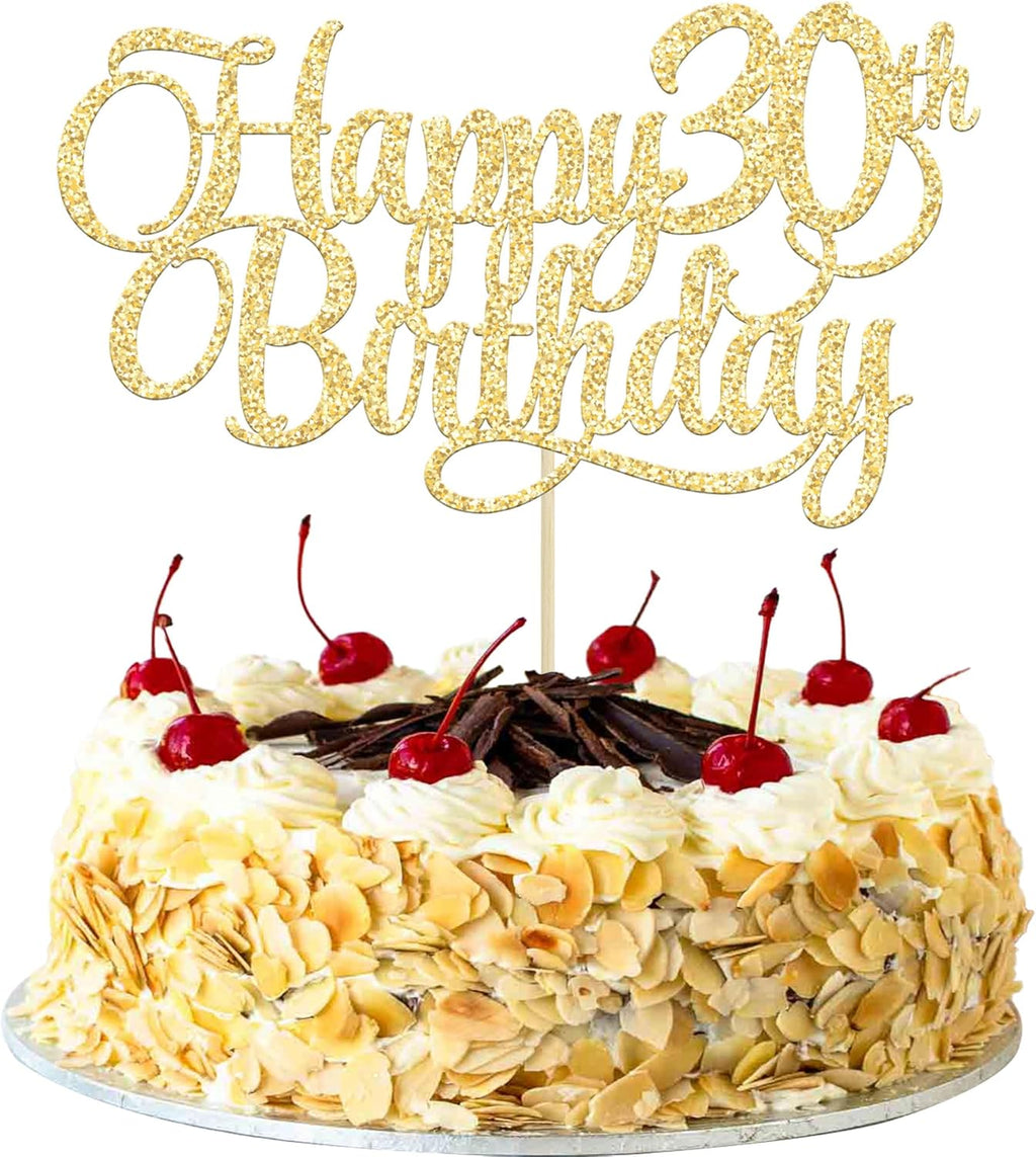 1 Pack Happy 30th Birthday Cake Topper Gold Glitter Number 30 Thirty Years Old Birthday Cake Pick Decoration For 30th Birthday Celebrating Anniversary Party Supplies