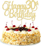 1 Pack Happy 30th Birthday Cake Topper Gold Glitter Number 30 Thirty Years Old Birthday Cake Pick Decoration For 30th Birthday Celebrating Anniversary Party Supplies