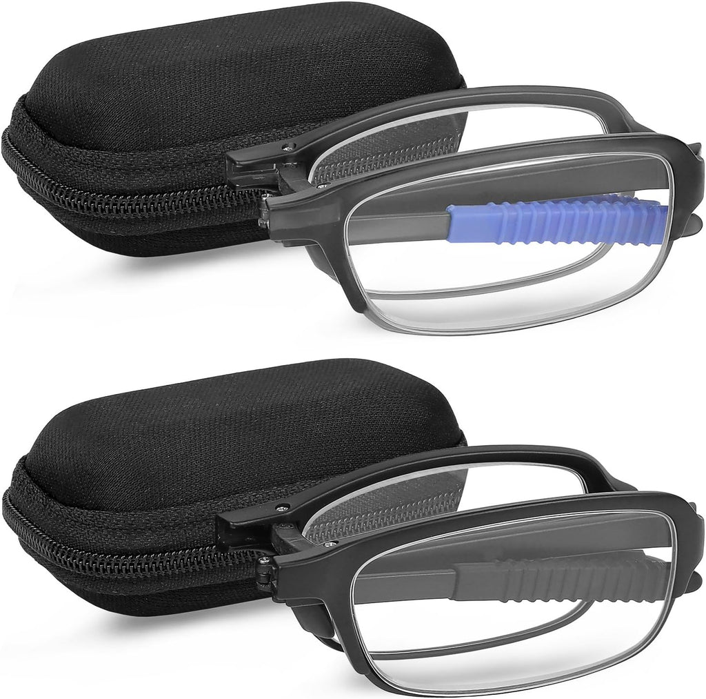 Success Eyewear Reading Glasses 2 Pair Fashion Folding Readers with Cases Unisex Glasses for Reading for Men and Women