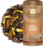 Teabloom Organic Oolong Tea, Peach Orange Loose Leaf Tea, USDA Certified Organic, Fresh Whole Leaf Blend in Reusable Gift Canister, 2.29 oz/65 g Canister Makes 35-50 Cups