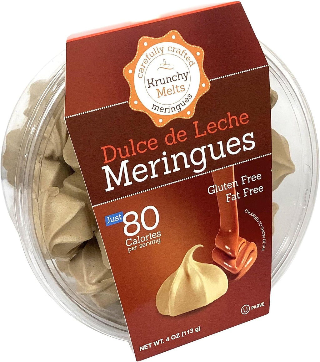 Krunchy Melts Original Meringue Cookies | Dulce de Leche Flavor | Only 80 Calories Per Serving | Fat Free, Gluten Free, Dairy Free (4 Oz)