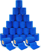 [24Pack 2" x5 Yards] Blue-Self Adhesive Bandages Pre Wrap, Athletic Elastic Cohesive Bandage for Sports, Injuries, Treatments, and Recovery, First Aid Tape Vet Wrap for Cat, Dog