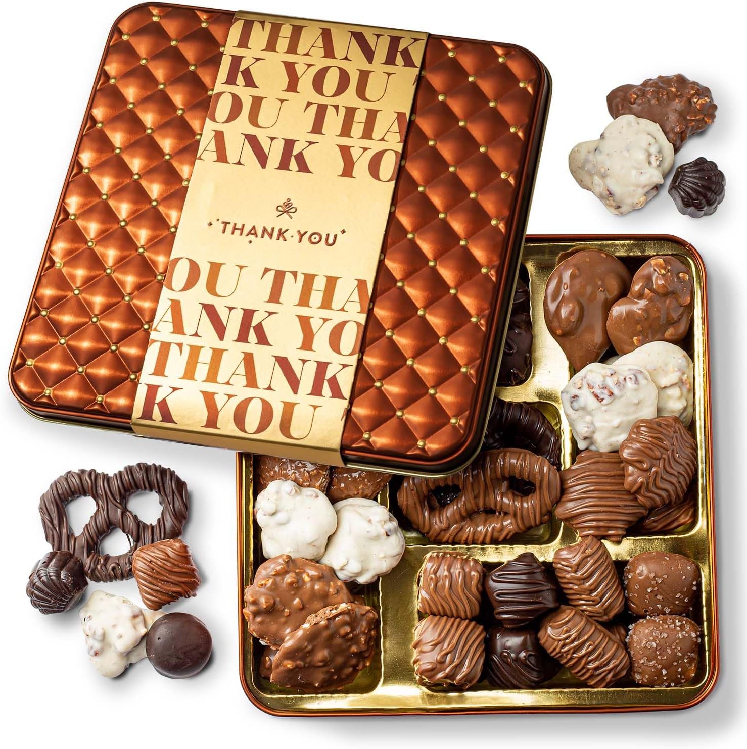 Thank You Gift Basket, Chocolate Assortment Box, Employee Appreciation Day, Gourmet Candy Snack Foods, For Him & Her, Men, Women- Bonnie & Pop