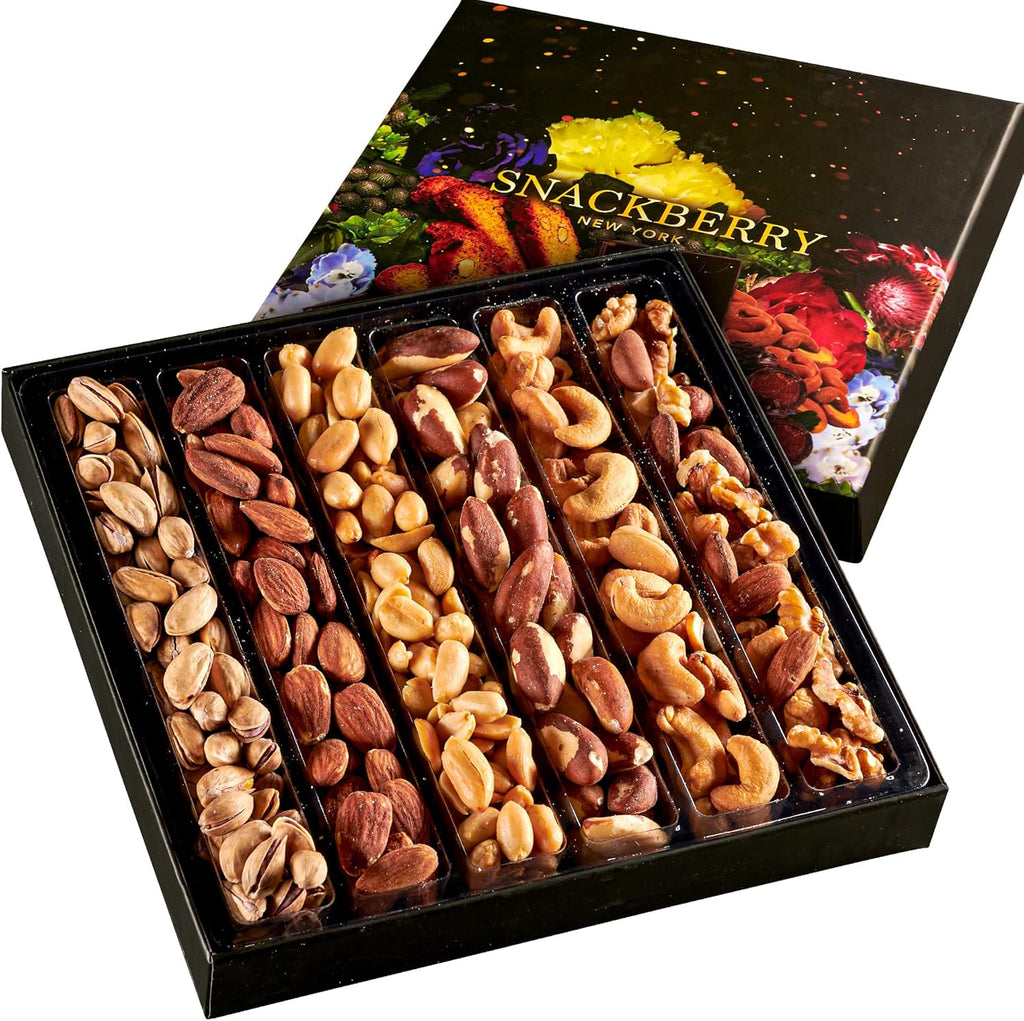 Nuts Gift Basket, Gourmet Snack Box,in Elegant Box, Gift Set For, Birthday Party, Care Package, Sympathy, Healthy Gift, Gift for Men and Women. Kosher, Snackberry (Single)