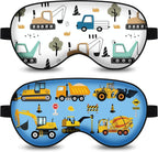2 Pcs Sleep Mask,Construction Vehicles Masks with Adjustable Buckle for Sleeping,Soft Eye Masks for Sleep,Blackout Sleep Mask for Kids Teens Home Travel Party Game Eye Cover Blindfold