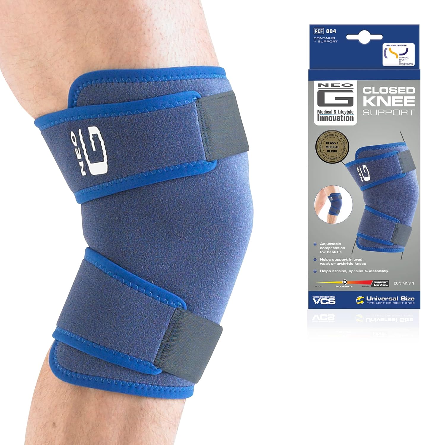 Neo-G Knee Brace, Closed – Joint support knee brace for Chronic aches, Knee Injuries, ACL, Meniscus Tear for Daily Wear- Adjustable Compression – Class 1 Medical Device