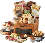 Harry & David Deluxe Everyday Sharing Gift Basket For All Occasions, Food Gift Baskets With Popcorn, Salami, Sausage, Cheese, Crackers, Nuts, Sesame Sticks, Baklava, Rainbow Gummies And Chocolate Cake