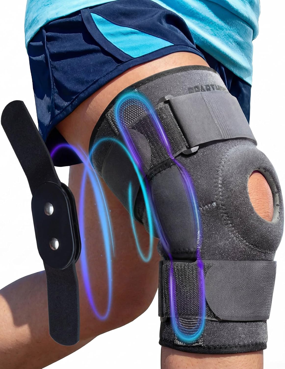 Sparthos Knee Brace - Heavy-Duty Hinged Support for ACL, MCL, Meniscus Tear, Arthritis, Tendonitis Pain - Open Patella - 4-Strap Adjustable, For Men and Women, Check Size Chart (Medium, 12½-15½″ Thigh)