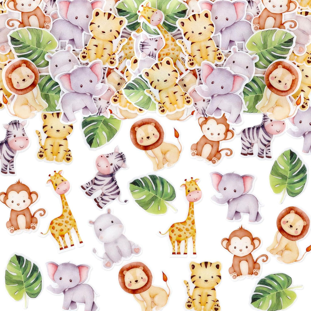 40Pcs Edible Jungle Safari Animal Cupcake Toppers Edible Lion Giraffe Elephant Monkey Cupcake Picks Drink Topper for Baby Shower Kids Safari Animal Birthday Cupcake Decorations Wildlife Party Supplies