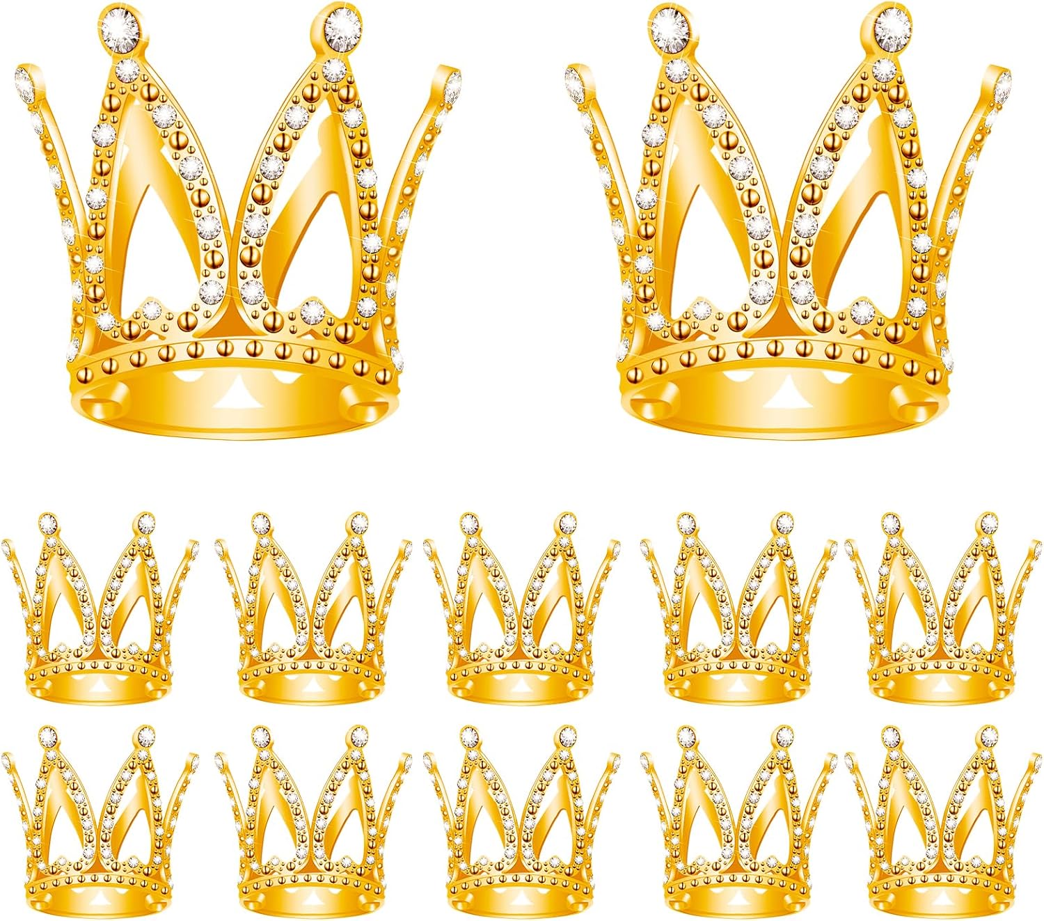 MEMOVAN Crown Cake Topper 12pcs Mini Gold Crown Tiny Crown Tiara Cake Ornaments Mini Baby Crown Cake Cupcake Decoration for Wedding Birthday Baby Shower Queen Princess Cake Photo Party