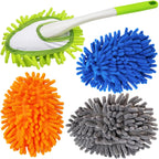Microfiber Feather Duster,13 Inch Length, with 4 pcs Washable Cloth, Car Duster, Perfect for Cleaning Windows, Tables, Cars,Furniture, Keyboards, Fans, Screens,Mirrors