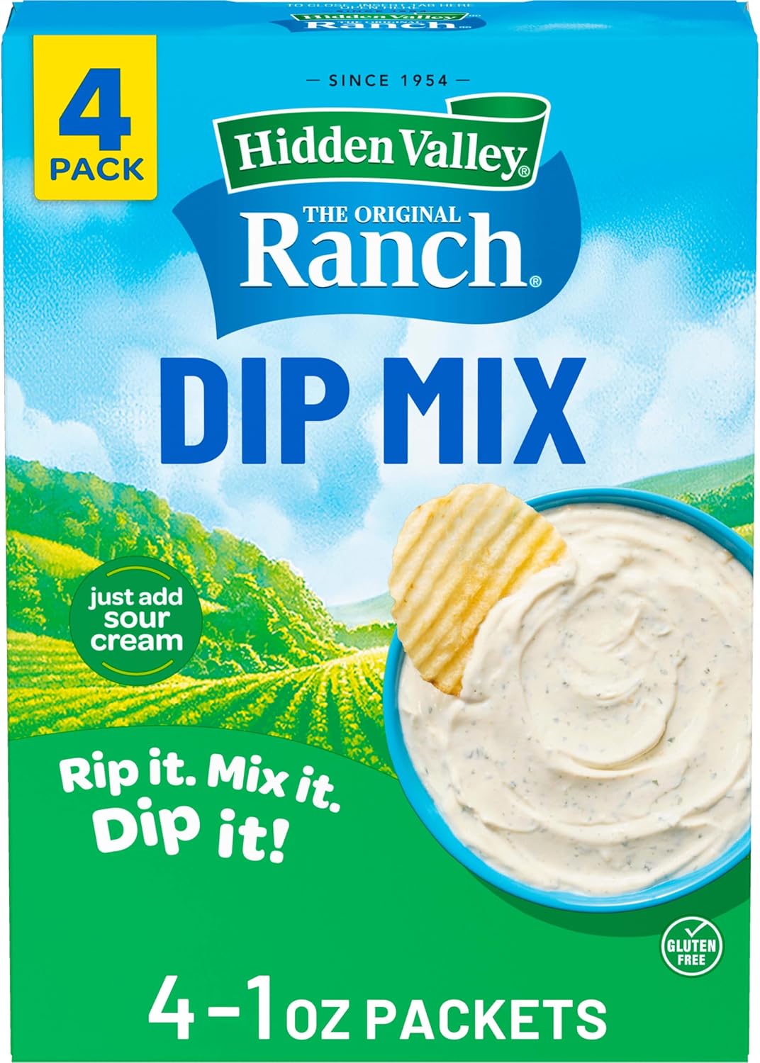 Hidden Valley Original Ranch Dip Mix, 1 Ounce Each, 4 Count (Package May Vary)
