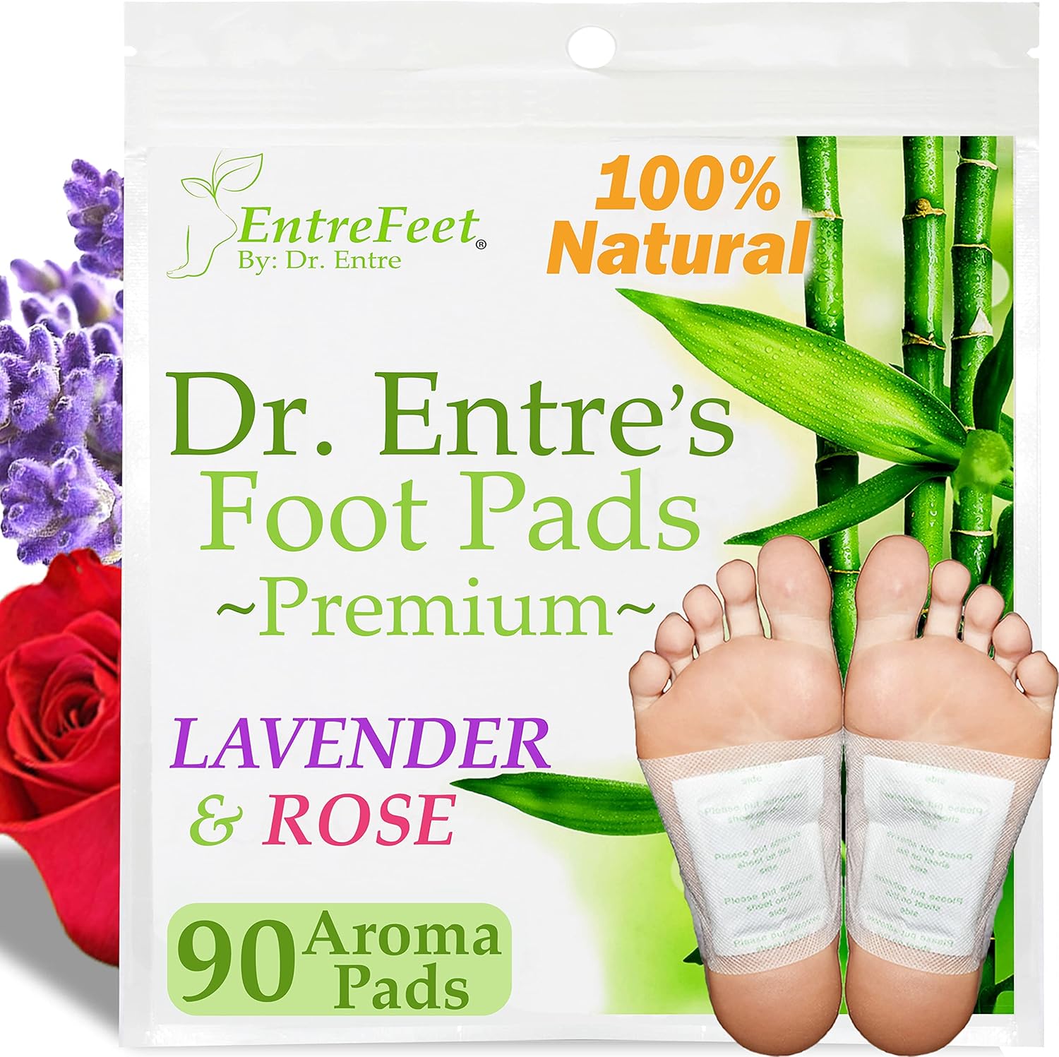 Dr. Entre's Foot Pads: Premium Lavender & Rose Foot Patches | 90 Pack