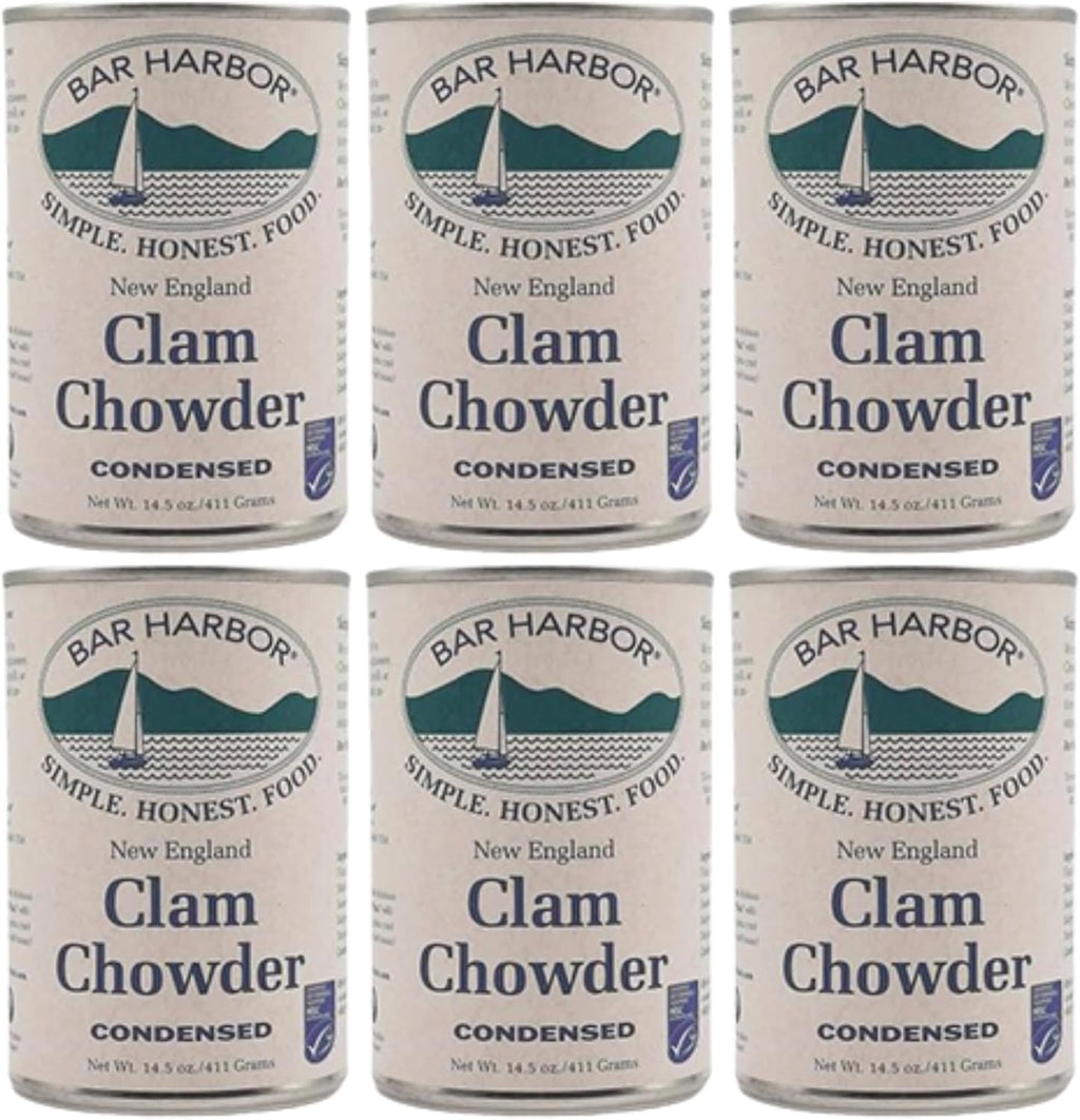 Bar Harbor New England Style Clam Chowder, Condensed, 14.5 oz – Classic Creamy Chowder [Pack of 6]
