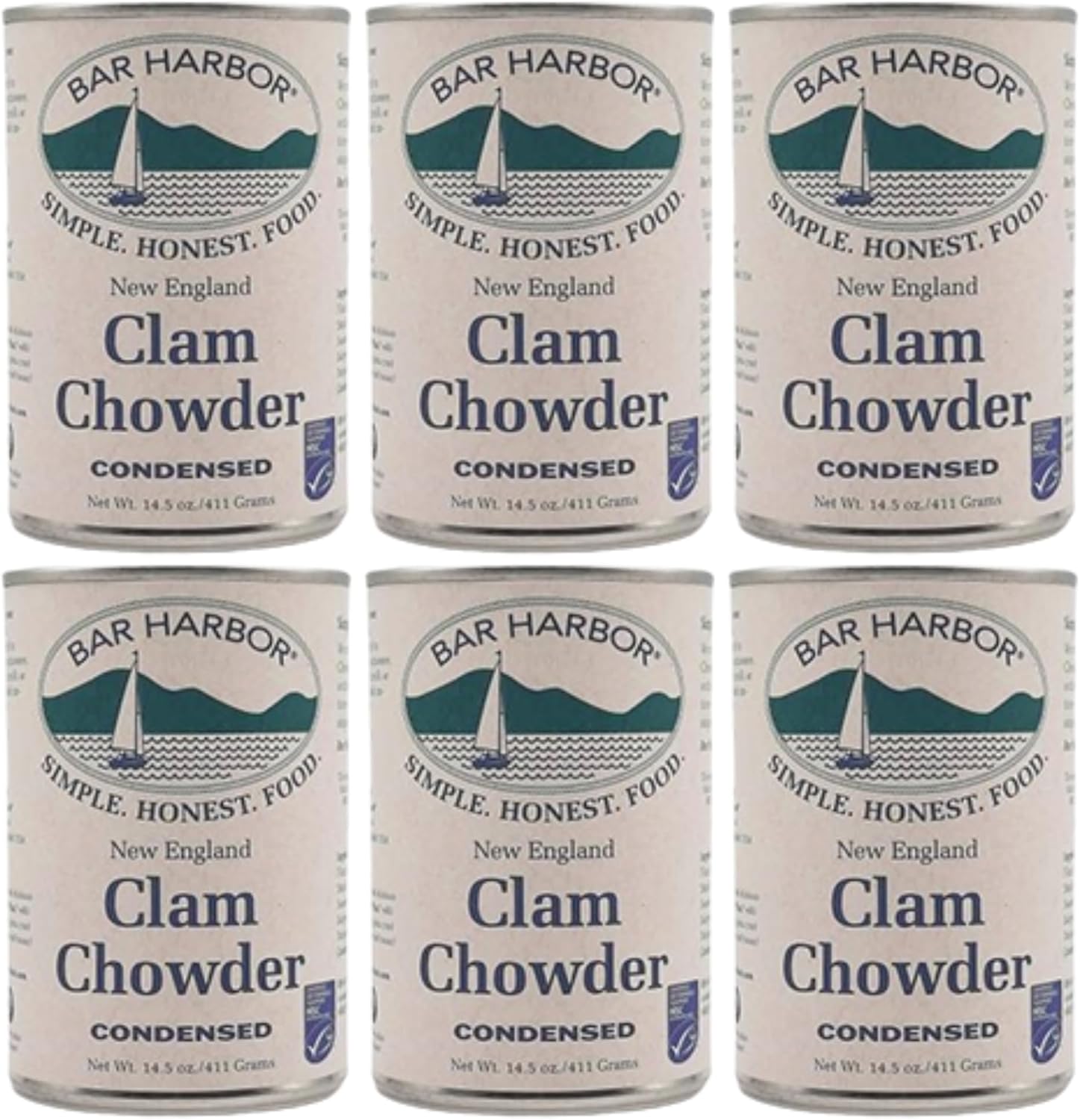 Bar Harbor New England Style Clam Chowder, Condensed, 14.5 oz – Classic Creamy Chowder [Pack of 6]
