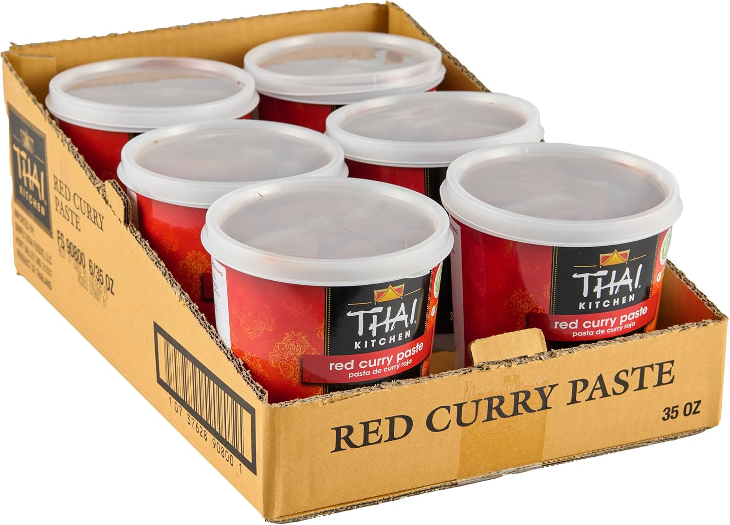 Thai Kitchen Red Curry Paste, 35 oz (Pack of 6) - Six 35 Ounce Tubs of Thai Red Curry Paste with Red Chili Pepper, Lemongrass, Thai Ginger and Spices, Perfect for Stir-Fries and Soup Bases