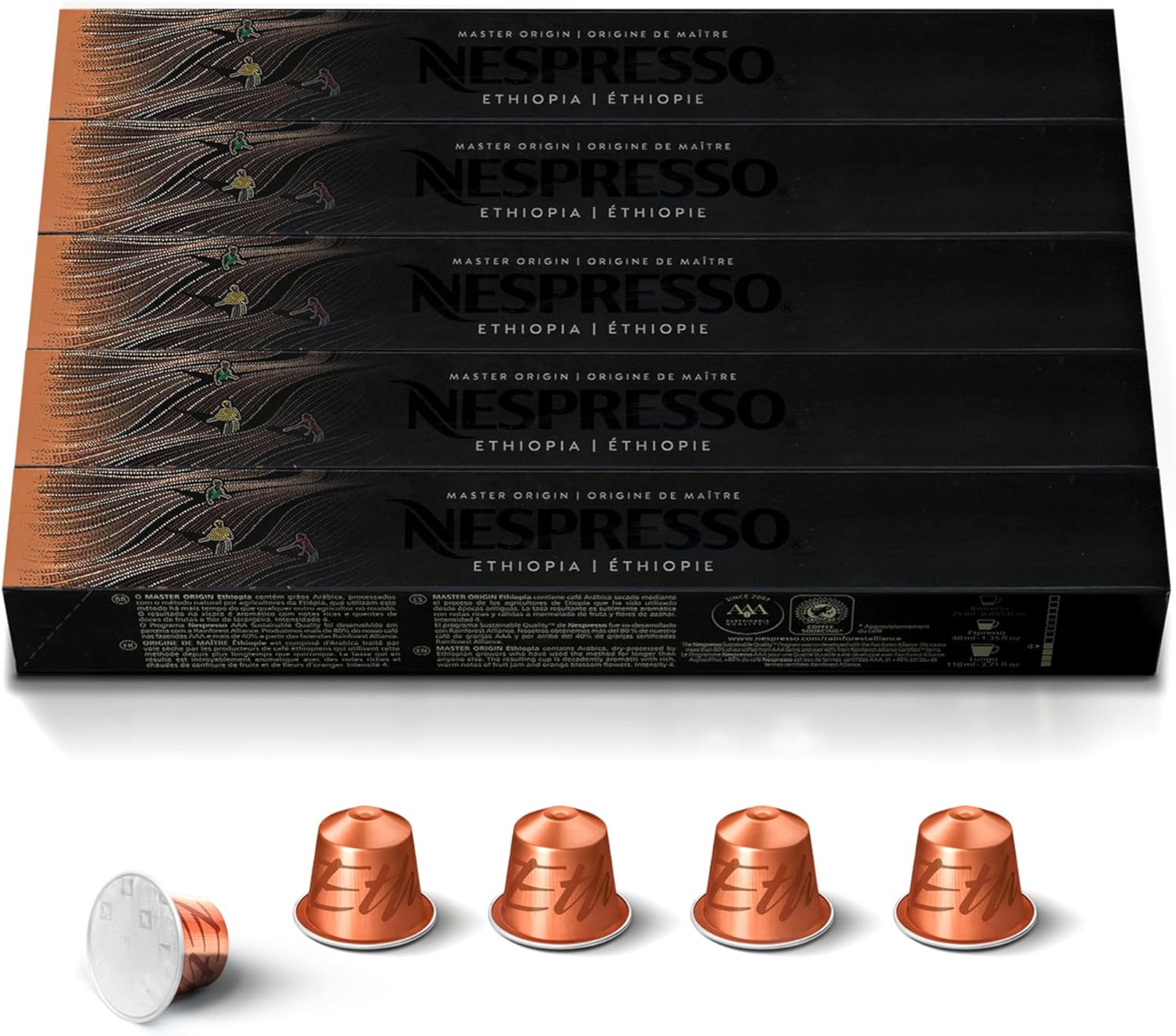 Nespresso Capsules Original Line, Ethiopia Master Origin,Mild Roast Coffee, 50 Count Coffee Pods