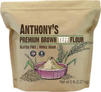 Anthony's Brown Teff Flour, 5 lb, Gluten Free, Non GMO, Vegan