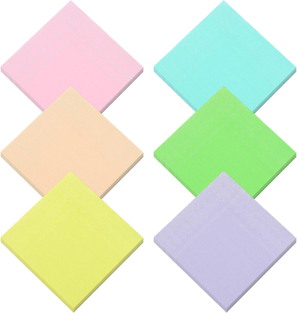 Resinta 120 Pieces Cocktail Napkin Pastel Rainbow Paper Napkins Beverage Luncheon Paper Napkins 2 Ply for Party Favors, 6 Colors