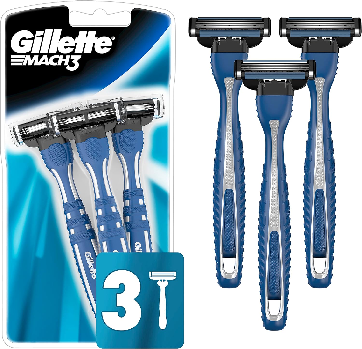 Gillette Mach3 Men's Disposable Razors, 3 Count