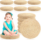 Barydat 6 Pcs Floor Cushions Round Large Pillow Seating Meditation Floor Pillow Boho Natural Woven Seat Cushion Japanese Tatami Cushion for Yoga Room Balcony Chair Pad, 15.75 Inch