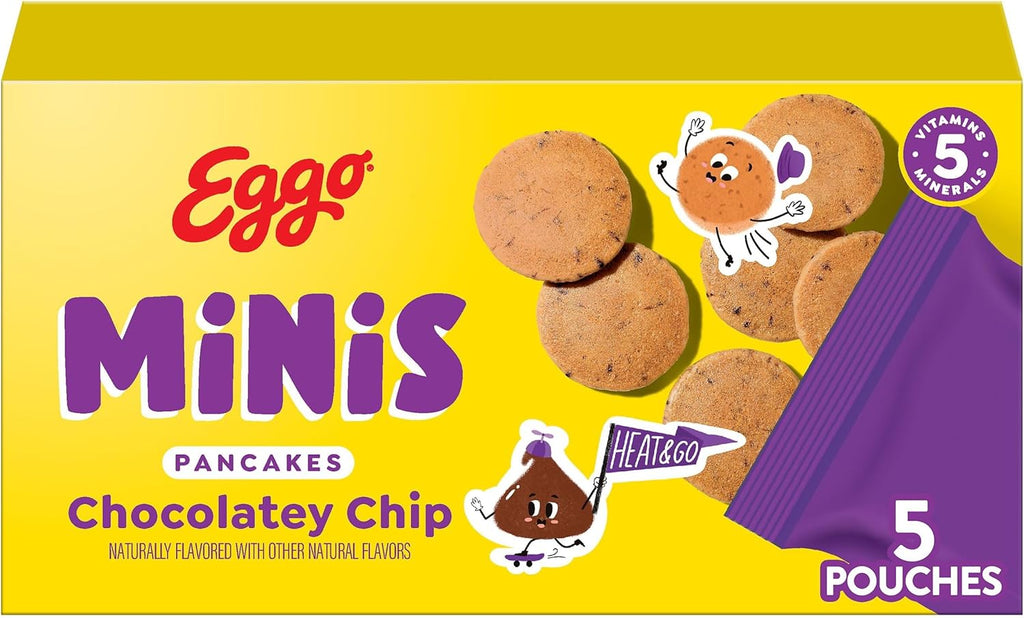 Eggo Minis Frozen Pancake Bites, Frozen Breakfast, Breakfast Food, Chocolatey Chip, 8.4oz Box (5 Pouches)